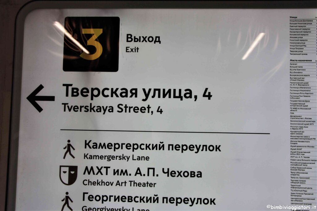 Indicazioni Metro Russia